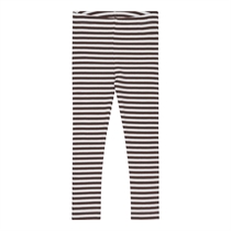 BIRKHOLM Stribede Rib Leggings Perfekt Hvid & Chokolade Brun